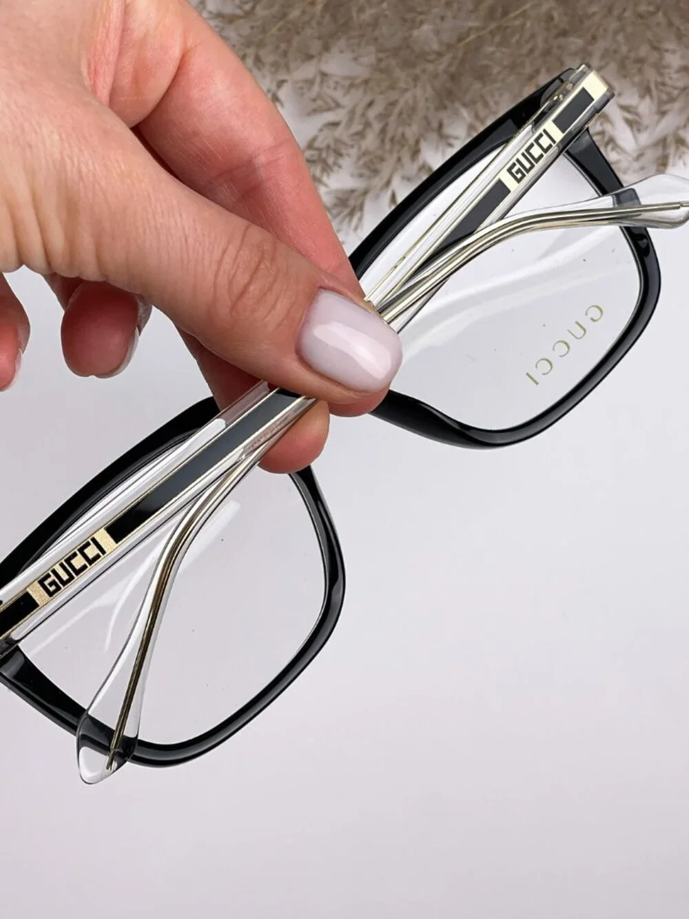 GUCCI GG0560O 005 BLACK GOLD CRYSTAL SQUARE EYEGLASSES